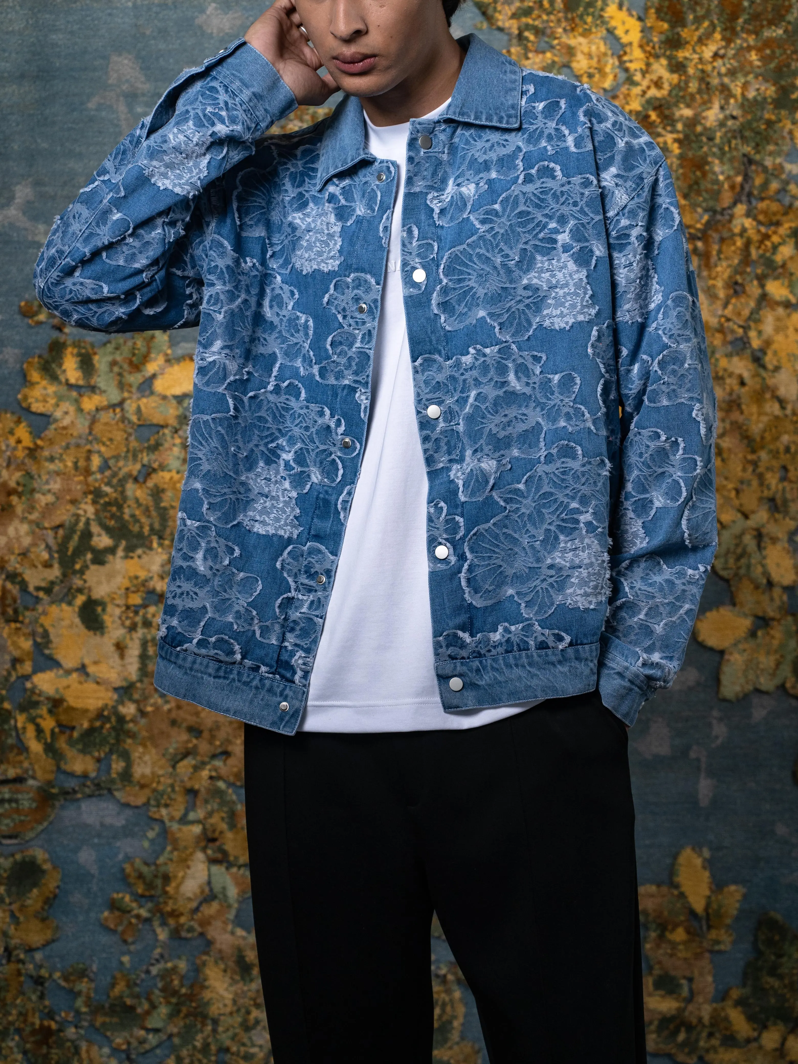 Floral Denim Jacquard Jacket